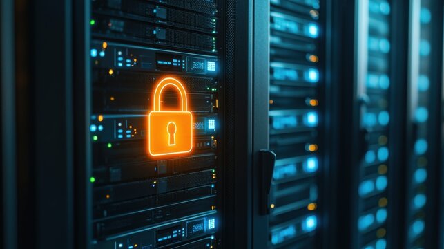 Secure data management action data center location digital security content type technological environment close-up viewpoint cybersecurity concept for enhanced protection - Powered by Adobe