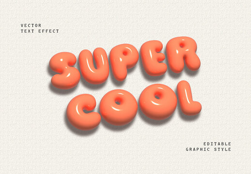 Orange 3D Bubble Font Glossy With Shadow Text Effect
