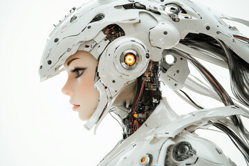 Fototapeta premium Artificial intelligence and new innovative technology concept with copy space.