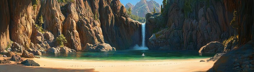 Waterfall Beach Cove Scenic Landscape