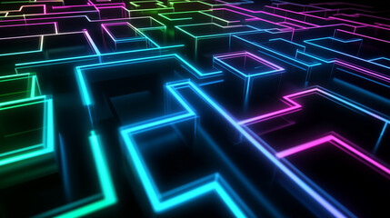 Colorful modern digital abstract 3D background with copy space