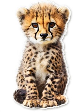 Chitah cub on white background