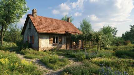 Fototapeta premium Rural house in the countryside