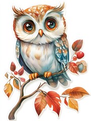 Fototapeta premium owl chick on white background