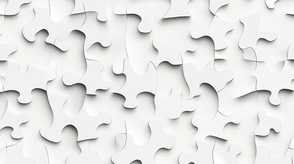 Monochrome Puzzle: An Abstract Interlocking Pattern of Blank White Pieces