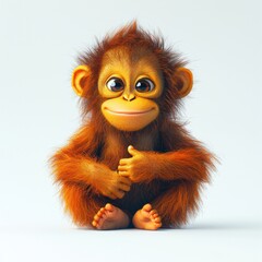 Cute cartoon monkey character with bright fur and cheerful expression