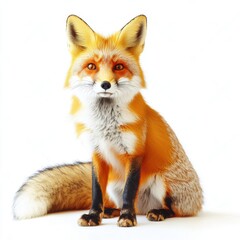 Obraz premium Enigmatic Red Fox in Portrait Style with Soft White Background