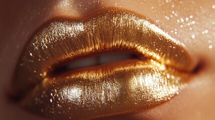 Close-up of golden lips.