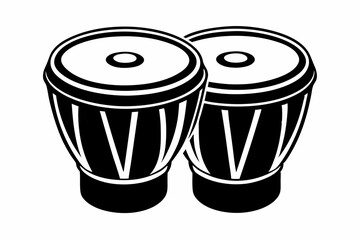 bongo drums line art silhouette vector illustration
