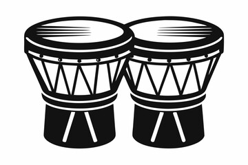 bongo drums line art silhouette vector illustration