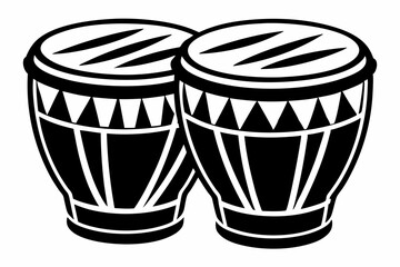 bongo drums line art silhouette vector illustration