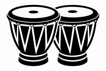 bongo drums line art silhouette vector illustration