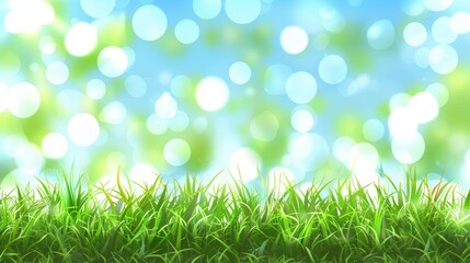 Obraz premium Lush green grass under sunlight with blurred background for nature and eco friendly themes