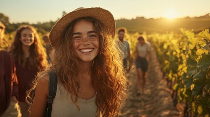 Joyful vineyard experience napa valley portrait sunlit environment close-up viewpoint celebrating nature's beauty