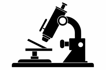 microscope line art silhouette vector illustration