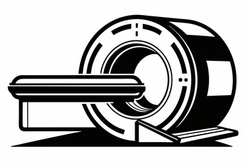 MRI scanner line art silhouette vector illustration