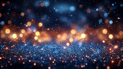 Fototapeta premium Abstract bokeh lights, dark background, festive glitter. Background, party, celebration, use in marketing