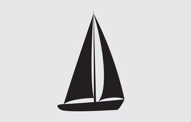 Sailing boat silhouette vector art Illustration isolated on white background
