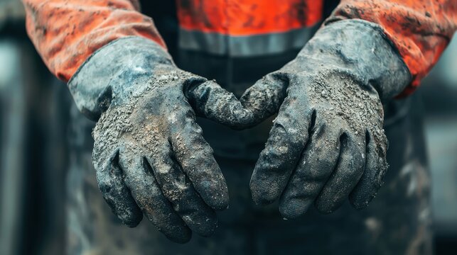 Close-up of dirty work gloves symbolizing hands-on labor.