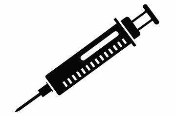 syringe line art silhouette vector illustration