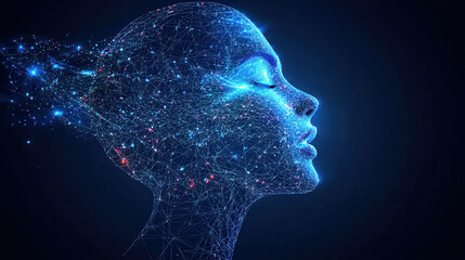 Obraz premium Futuristic digital assistant integrates with human speech using cybernetic voice technology in sci-fi environment