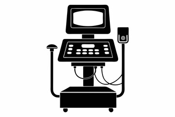 ultrasound machine line art silhouette vector illustration