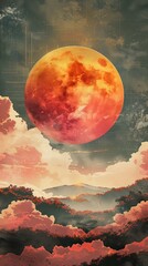 Obraz premium 70s anime style neutral mellow retro background