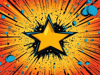 A vibrant comic-style illustration featuring a yellow star against an explosive background.