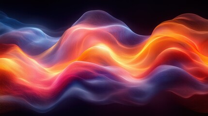 Obraz premium Vibrant Abstract Wave Pattern in Red Orange Blue on Black Background