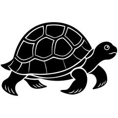 Turtle walking slowly silhouette vector illustration 