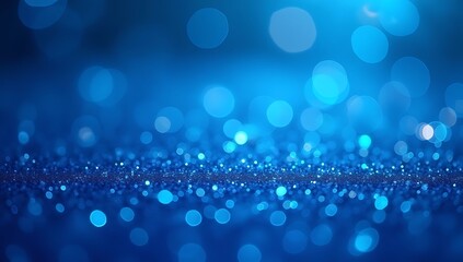 Sapphire glitter bokeh background with shimmering royal blue sparkles and crystal droplets 