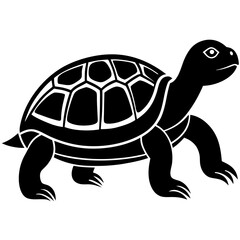 Turtle walking slowly silhouette vector illustration 