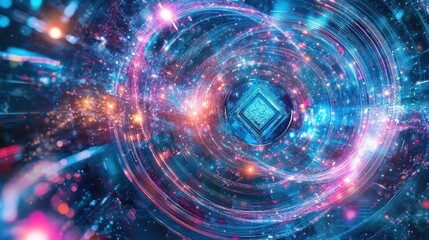 Quantum Chip Surrounded by Swirling Binary Holographs