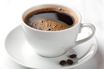 Fototapeta premium Americano coffee in white cup isolated in white background