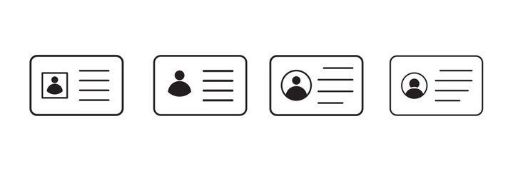 ID card icon set. Line and glyph Identification card badge icon, symbol set. Pass card identity linear style sign/icon for mobile concept and web design.
