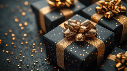 Black Gold Gifts, Festive Sparkle Background