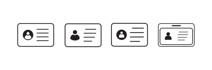 Id card or identification card icon set in flat/Linear/Glyph style. Identity tag document vector illustration on isolated background. Driver licence business concept.