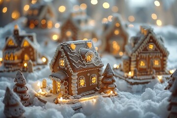 Delightful gingerbread village  a whimsical holiday wonderland full of sweet treats