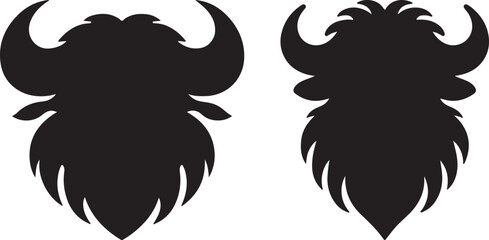 buffalo head logo clip art silhouette design vector illustration