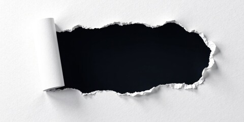 A torn piece of white paper reveals a dark background, creating a dramatic visual contrast and suggesting a hidden message or secret
