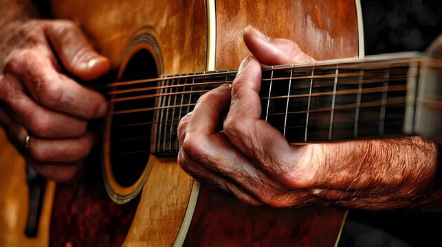 gitara, gra na gitarze, muzyka, ręce, palce, pasja, instrument muzyczny, bliskość, zbliżenie, akustyczna gitara, dźwięk, artysta, muzyczna ekspresja, struny, ruch ręki, gra na instrumencie, ręce na gi