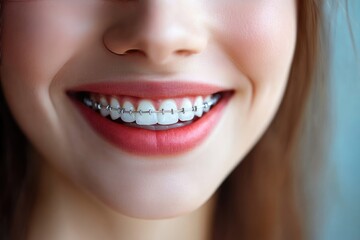 Obraz premium Close-up of Teeth with Metal Braces