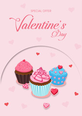 VALENTINE'S DAY Cupcakes poster. special offer