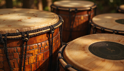 Obraz premium Wooden drums in natural setting