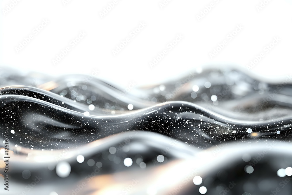 Poster abstract flowing waves with glowing particles and bokeh effects on dark background create dynamic mo