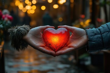 Diverse Hands Holding Red Heart Symbol for Unity and Support on World Organ Donation Day