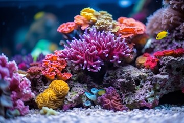 Obraz premium modern marine aquarium with colorful sea corals, fish