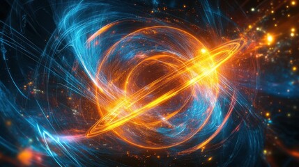 Obraz premium Quantum System Illuminated by Binary Qubits and Swirling