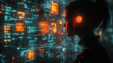 High Technology E-Learning Webinar in Cyberpunk Digital World with Holographic Education and Skills Development