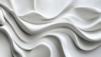 Obraz premium White sculpted waves texture wall panel background